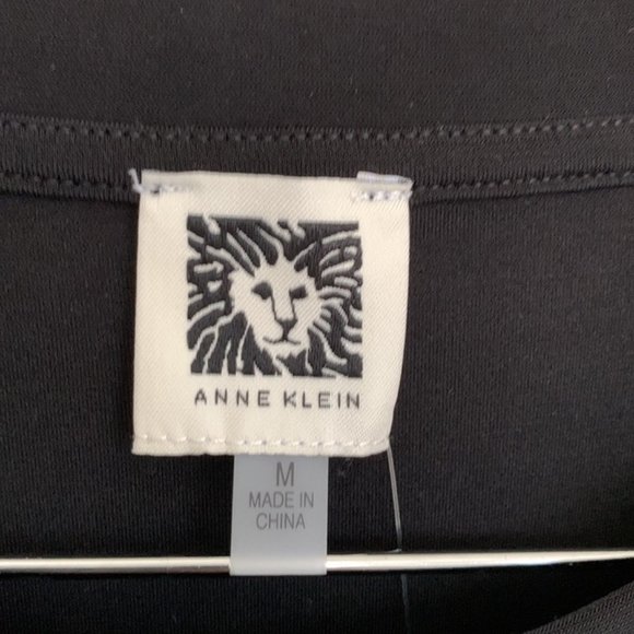 NWT Anna Klein M Polka dot sleeve top in black and white - Picture 4 of 5